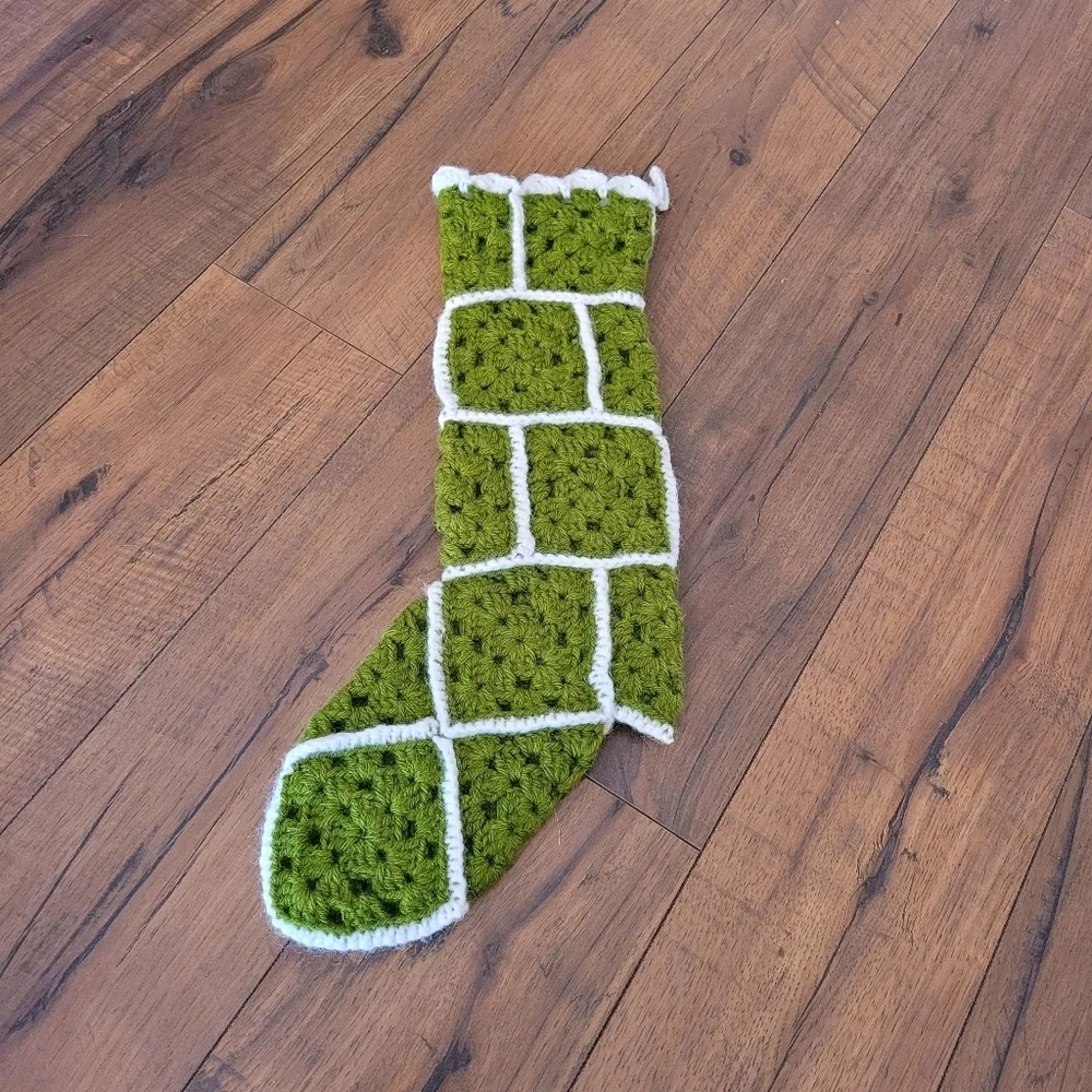 Vintage 70's‎ Christmas Granny Square Handmade Stockings Set of 2
